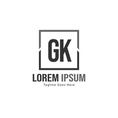 Initial GK logo template with modern frame. Minimalist GK letter logo vector illustration