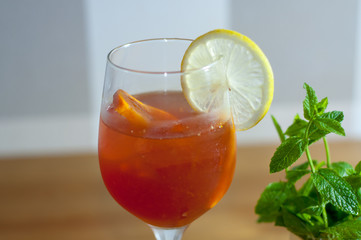Classic italian aperol spritz cocktail