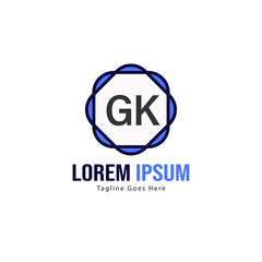Initial GK logo template with modern frame. Minimalist GK letter logo vector illustration