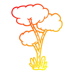 warm gradient line drawing Cartoon tree
