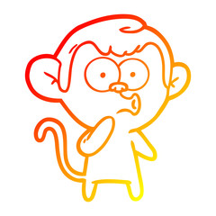 warm gradient line drawing cartoon hooting monkey