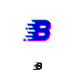 B monogram with stereo effect. B letter with movement and shift. Dynamic logo. Velocity or delivery icon.