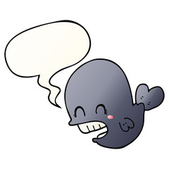cartoon whale and speech bubble in smooth gradient style