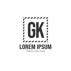 Initial GK logo template with modern frame. Minimalist GK letter logo vector illustration