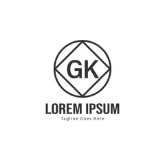 Initial GK logo template with modern frame. Minimalist GK letter logo vector illustration