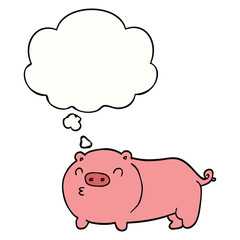 cartoon pig and thought bubble