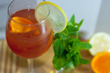 Classic italian aperol spritz cocktail 