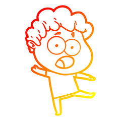 warm gradient line drawing cartoon shocked man