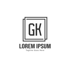Initial GK logo template with modern frame. Minimalist GK letter logo vector illustration
