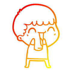 warm gradient line drawing cartoon happy man