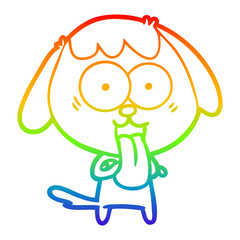 rainbow gradient line drawing cute cartoon dog