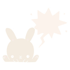 cartoon rabbit and speech bubble in retro style