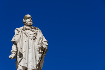 Garibaldi, the Italian and Latin America hero. Monument erected in the center of Vicenza, made by artist Ettore Ferrari in 1887 (with copy space)