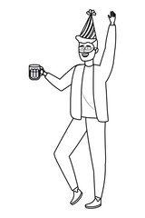 Man cartoon with party hat design