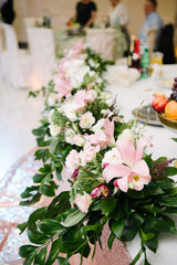 Bridal bouquet of flowers of the bride close up