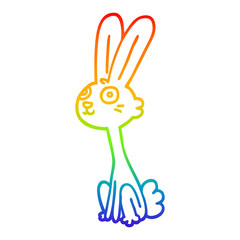 rainbow gradient line drawing cartoon rabbit