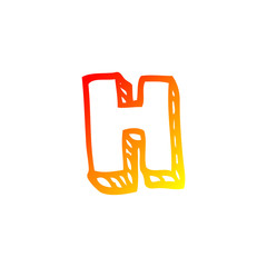 warm gradient line drawing cartoon letter h