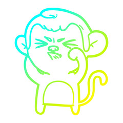 cold gradient line drawing cartoon angry monkey