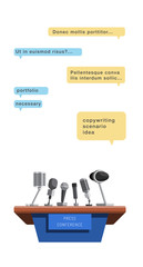 Press conference online in mobile app on your phone screen in social networks