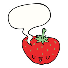 cartoon strawberry and speech bubble