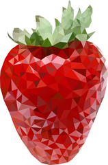 Ruby strawberry of polygons on a white background