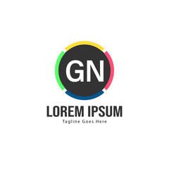 Initial GN logo template with modern frame. Minimalist GN letter logo vector illustration