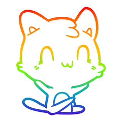 rainbow gradient line drawing cartoon happy cat