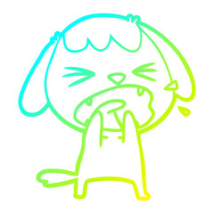 Obraz premium cold gradient line drawing cute cartoon dog barking