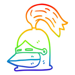 rainbow gradient line drawing cartoon knight helmet