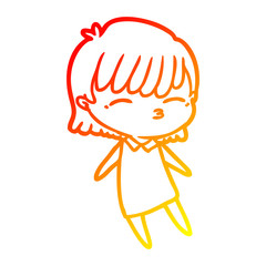 warm gradient line drawing cartoon woman