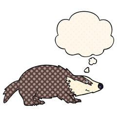 cartoon badger and thought bubble in comic book style