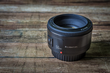 camera lens on white background