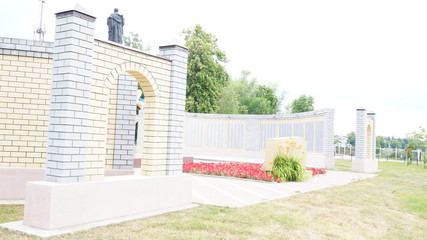 Memorial to the memory of soldiers killed in the Second World War with a list of names on bronze tablets