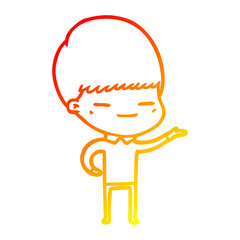 warm gradient line drawing cartoon smug boy
