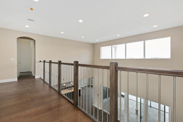 Large second story walk way with railing