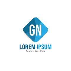 Initial GN logo template with modern frame. Minimalist GN letter logo vector illustration