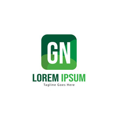 Initial GN logo template with modern frame. Minimalist GN letter logo vector illustration