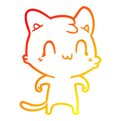 warm gradient line drawing cartoon happy cat