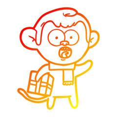 warm gradient line drawing cartoon shocked monkey