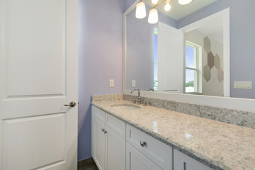 New white and lavender bathroom