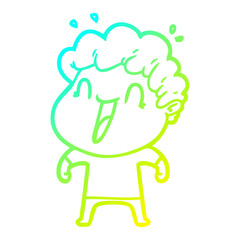 cold gradient line drawing cartoon happy man