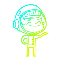cold gradient line drawing happy cartoon astronaut