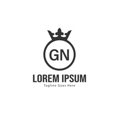 Initial GN logo template with modern frame. Minimalist GN letter logo vector illustration
