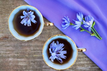 A healthy herbal drink.The substitute for coffee is chicory. The view from the top.Diet drink and...
