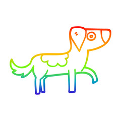 rainbow gradient line drawing cartoon happy dog