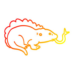 warm gradient line drawing cartoon lizard