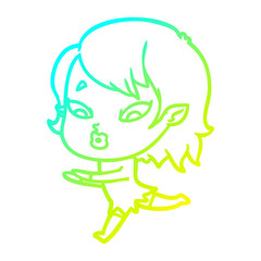cold gradient line drawing cute cartoon vampire girl