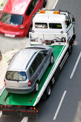 wrecker vehicle in car breakdown for towing