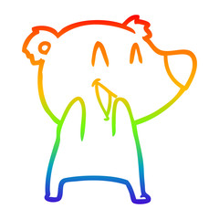 rainbow gradient line drawing laughing polar bear cartoon