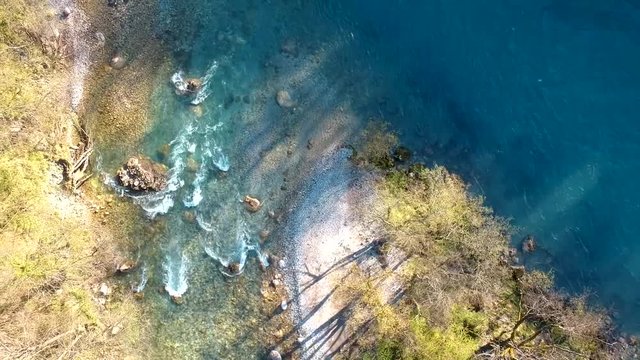 Aerial view of river Drina in Bosnia and Herzegovina
